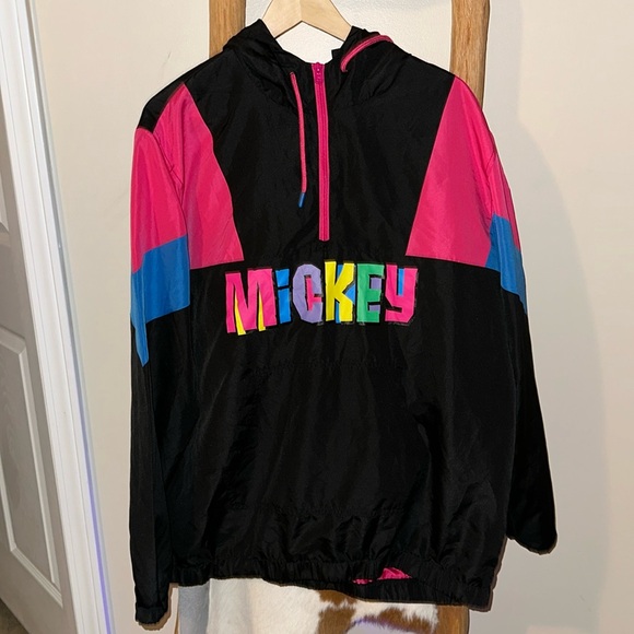 RARE Mickey 90s Style Colorblock Hooded Windbreaker Jacket - Picture 2 of 4